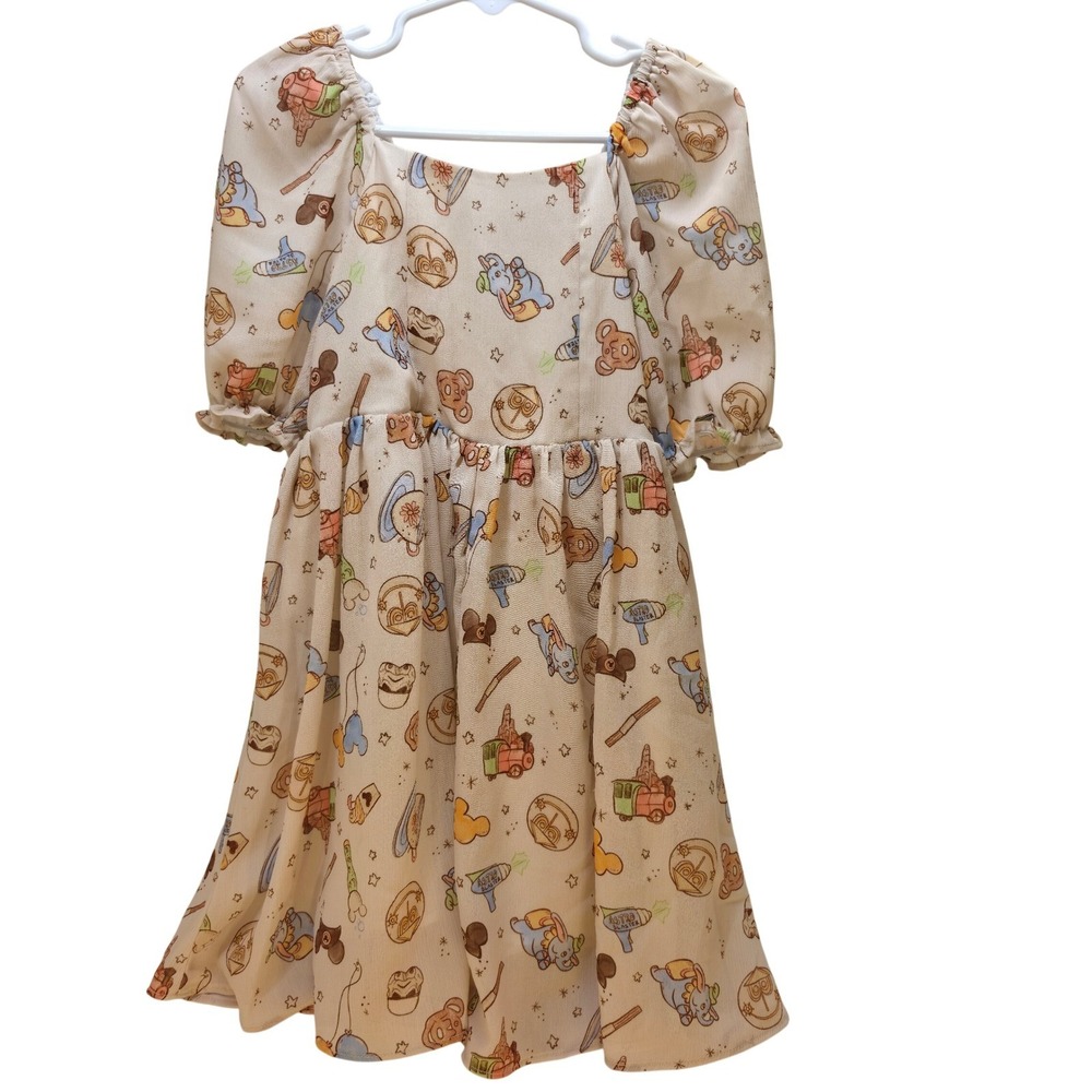 Magical Little Babes Disney Theme Park Icon Dress Girls 6/7Y Smocked Puff Sleeve